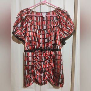 Venezia Red and Black Patterned Blouse